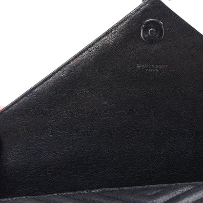 Saint Laurent Sheepskin Matelasse Chevron Monogram Large College Satchel Black 7 of 12