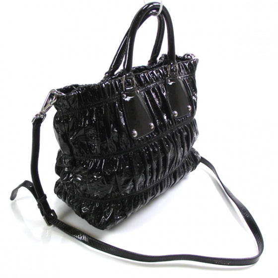 Prada Vernice Gaufre Tote Black 3 of 10