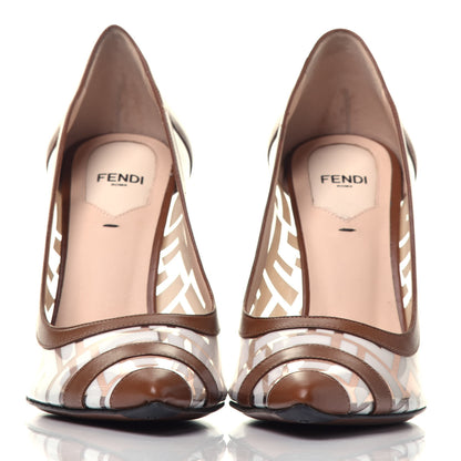 Fendi PVC Calfskin FF Colibri High-Heel Pumps 39 White Cuoio 2 of 8