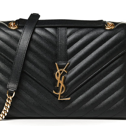Saint Laurent Grain De Poudre Matelasse Chevron Medium Monogram Satchel Black 7 of 11