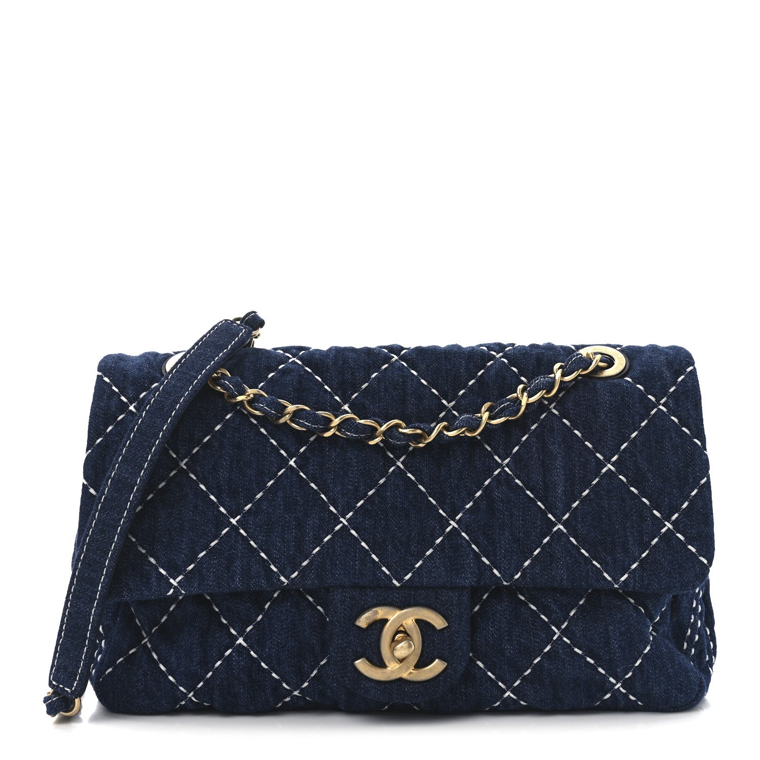 Chanel Denim Quilted Medium Denim Trip Single Flap Blue 1 of 10
