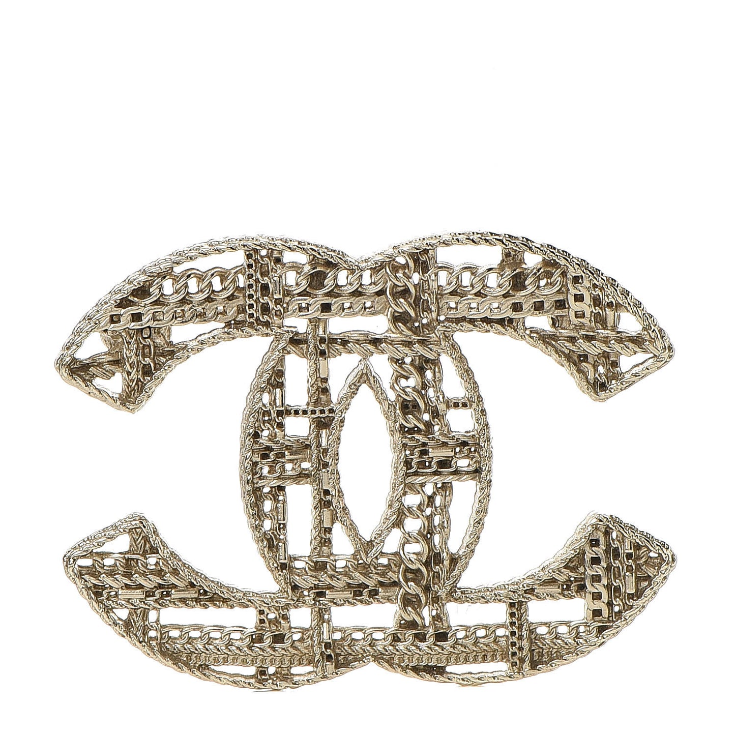 Chain CC Brooch Light Gold