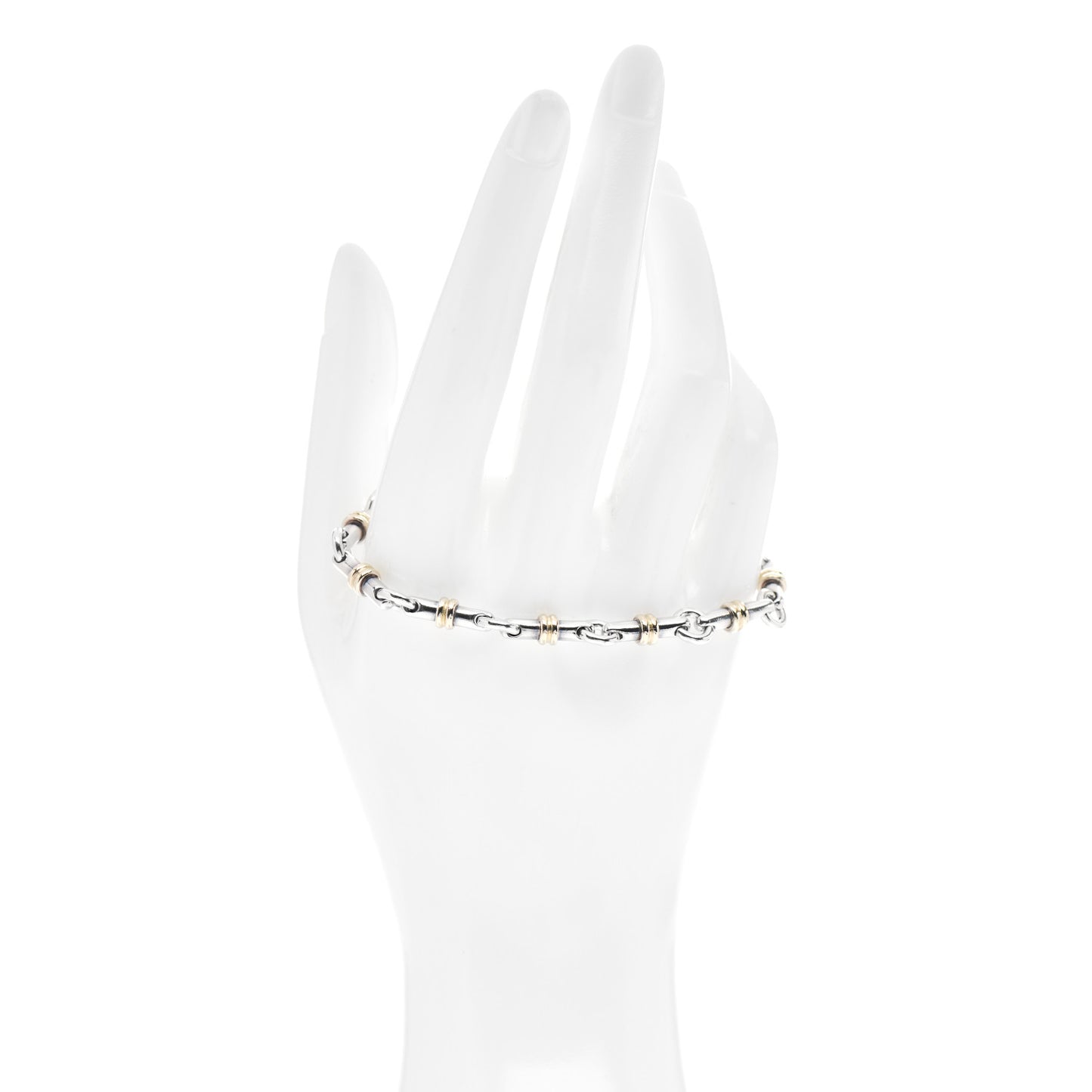 Sterling Silver 18K Yellow Gold Bar Link Bracelet