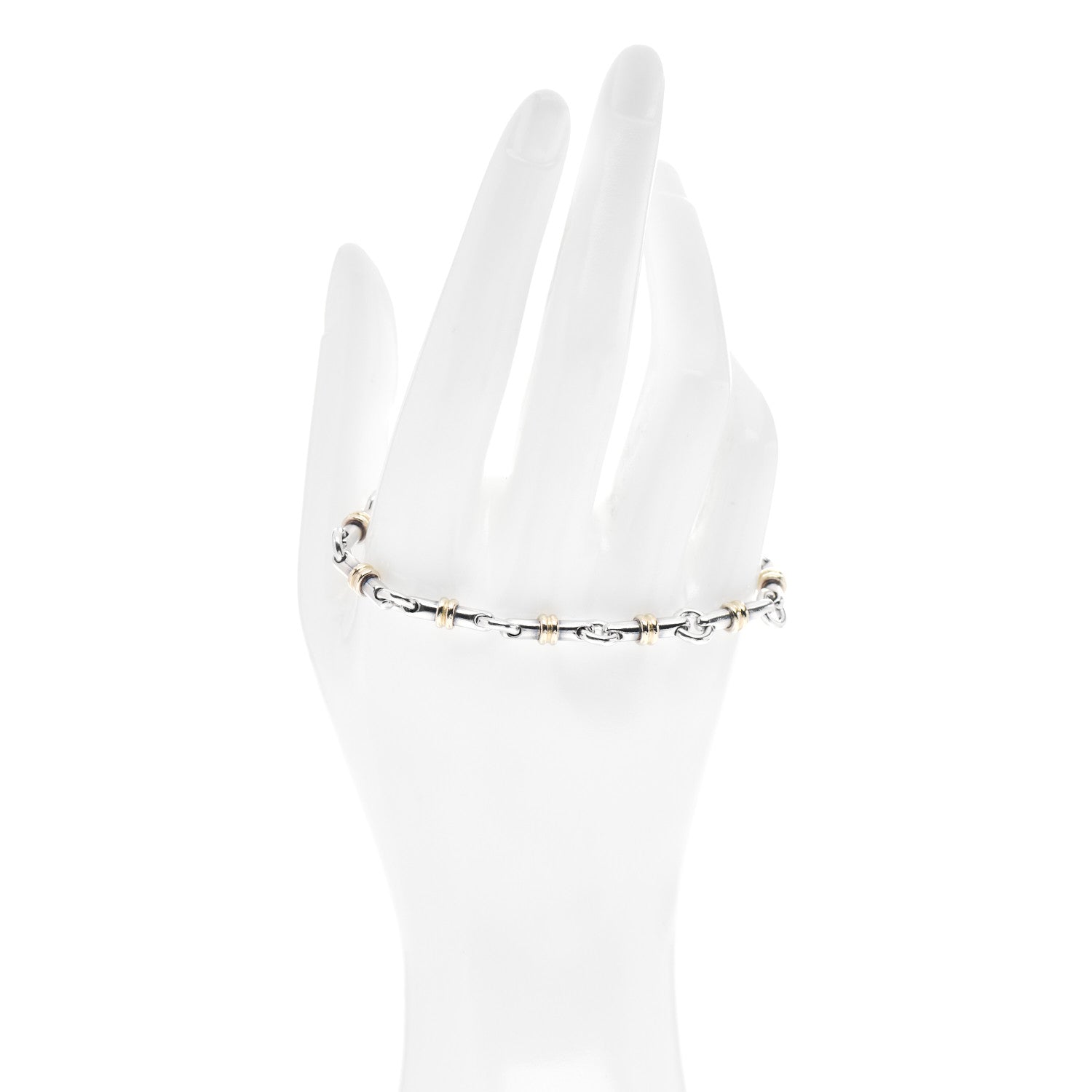 Tiffany Sterling Silver 18K Yellow Gold Bar Link Bracelet 2 of 4