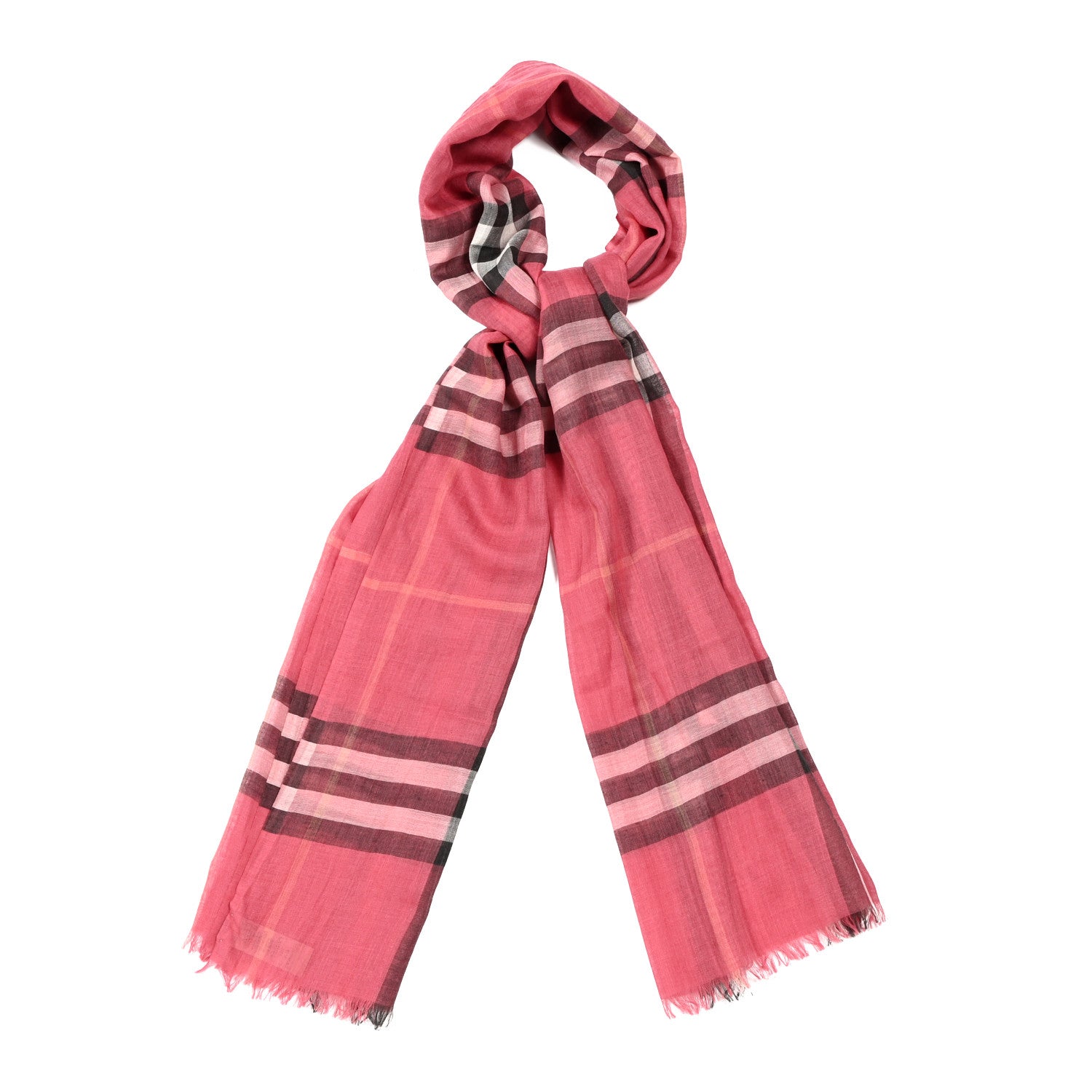 Burberry Wool Silk House Check Lightweight Scarf Rose 1 of 5