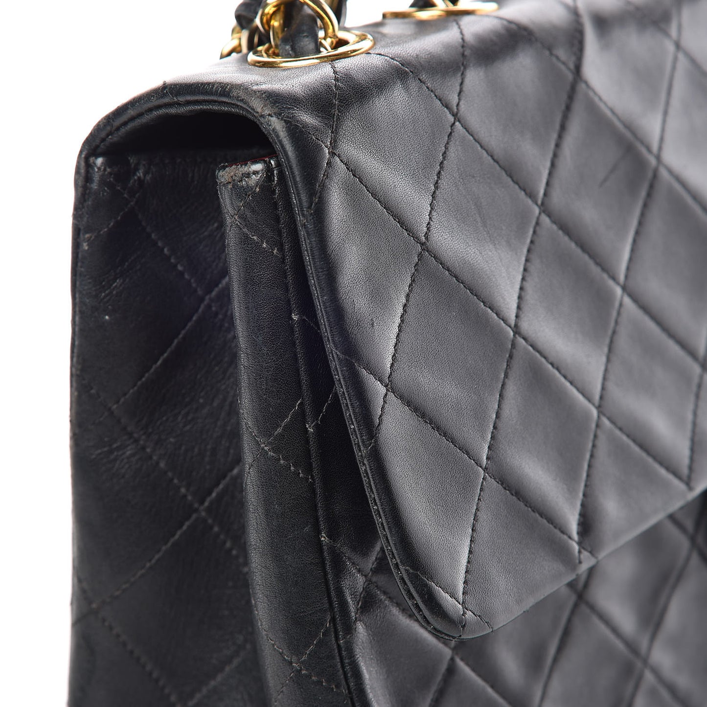 Lambskin Quilted XL Jumbo Single Flap Black