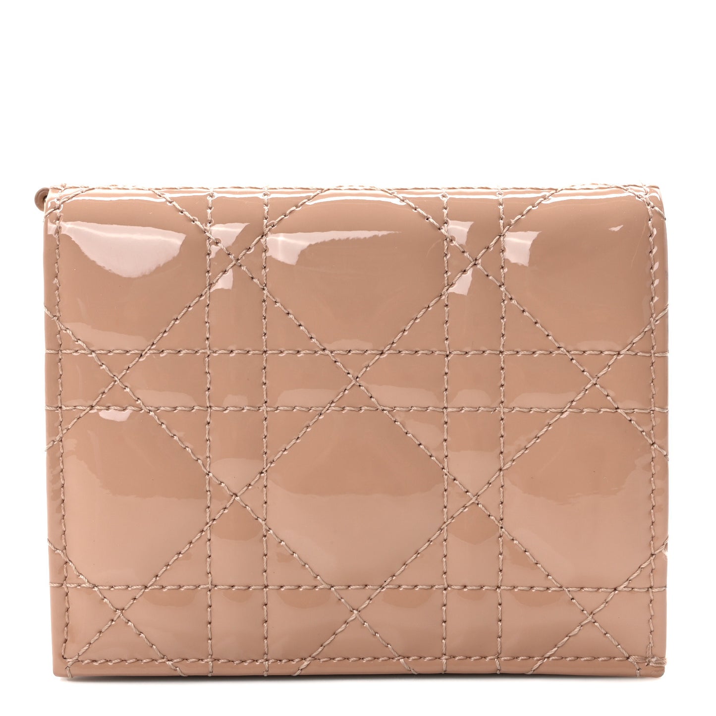 Patent Cannage Mini Lady Dior Wallet Beige