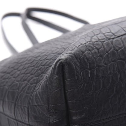 Saint Laurent Calfskin Crocodile Embossed Large Shopper Tote Black 10 of 14