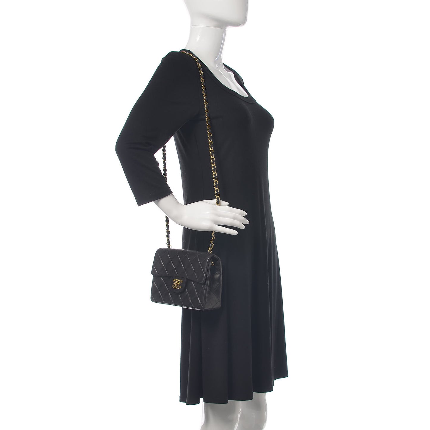 Lambskin Quilted Mini Square Flap Black