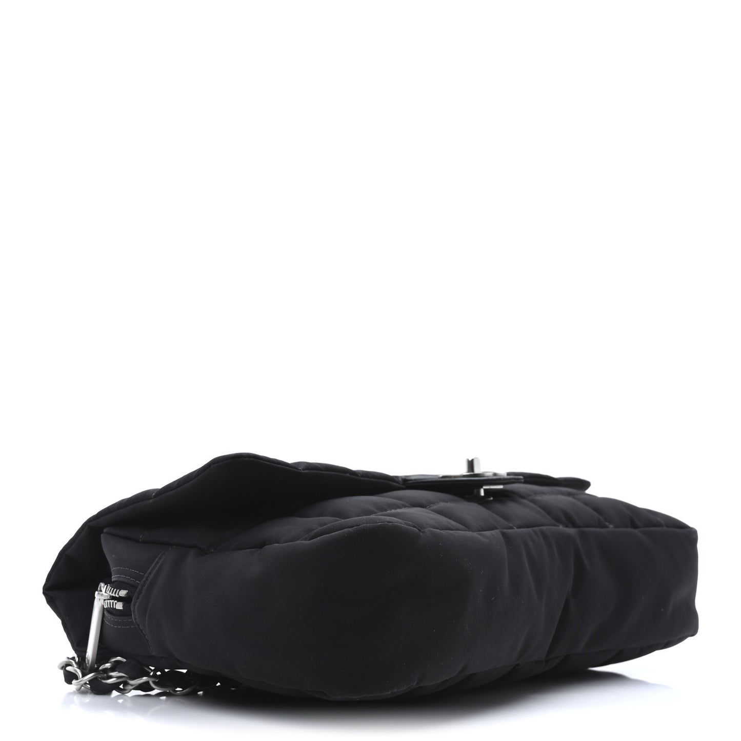 Nylon Square Quilted Flap Black
