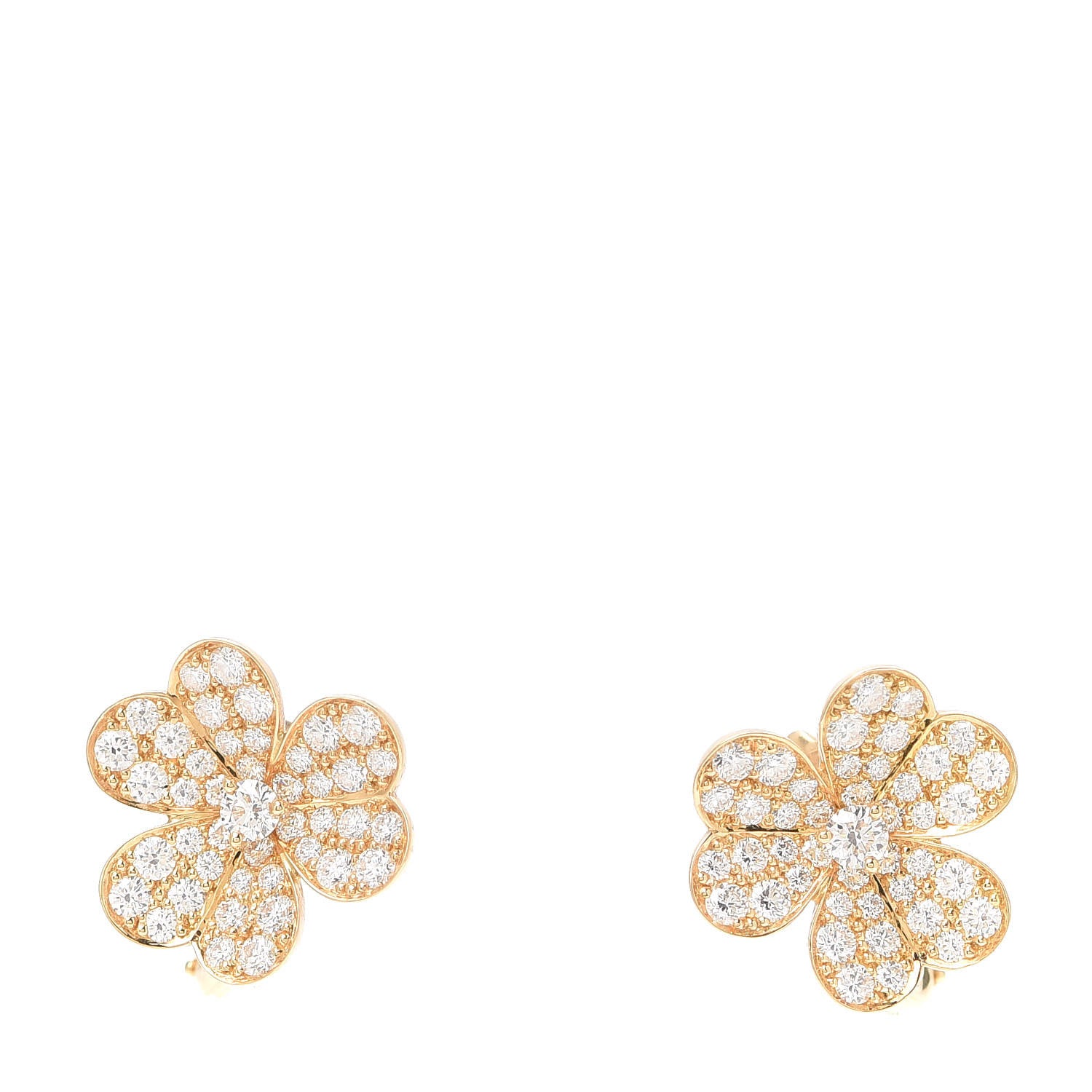 Van Cleef & Arpels 18K Yellow Gold Diamond Small Frivole Pave Earrings 1 of 6