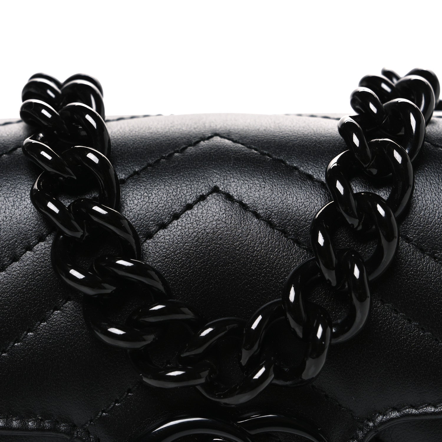 Gucci Calfskin Matelasse Monochrome GG Marmont Chain Mini Belt Bag Black 8 of 10