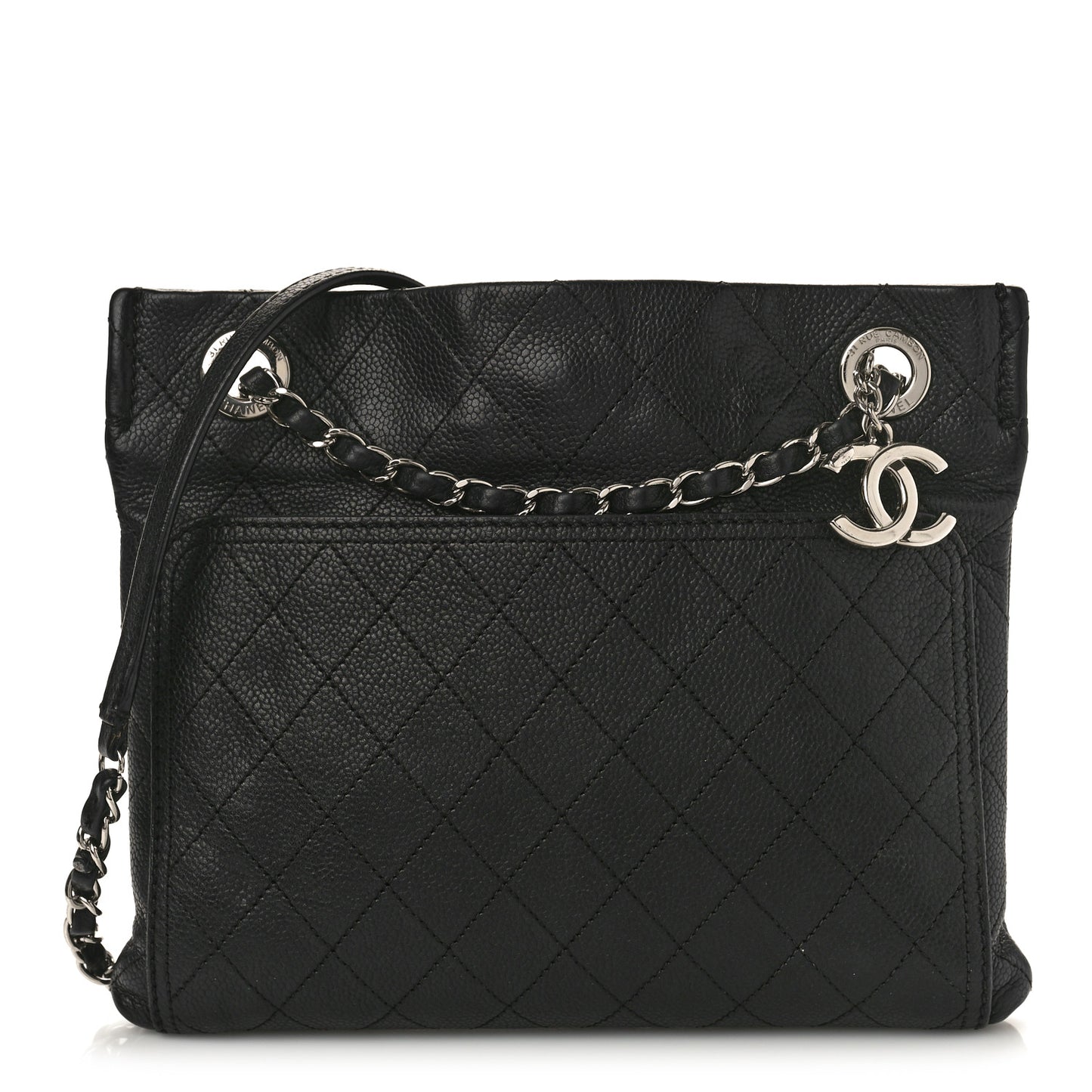 Caviar Stitched Small CC Pocket Shoulder Black