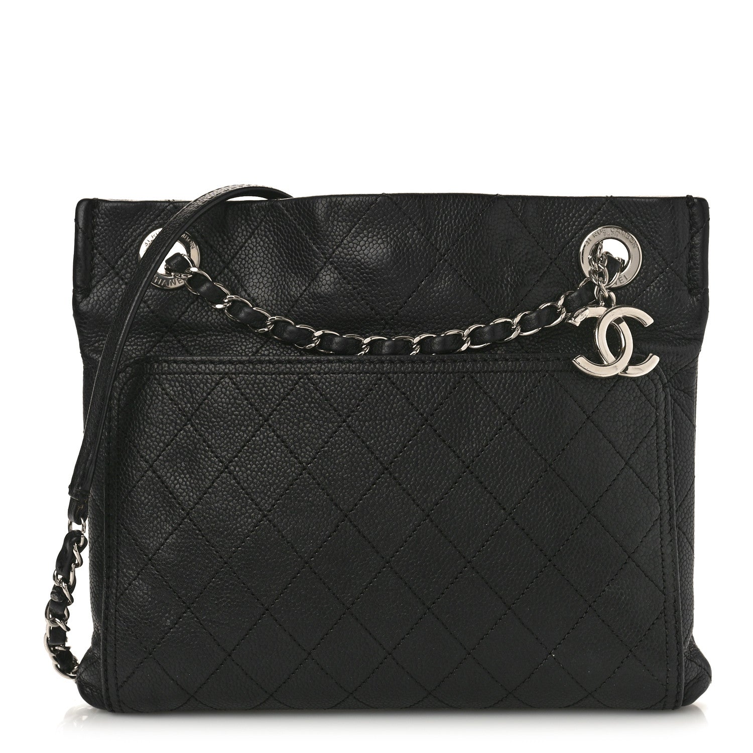 Chanel Caviar Stitched Small CC Pocket Shoulder Black 1 of 9