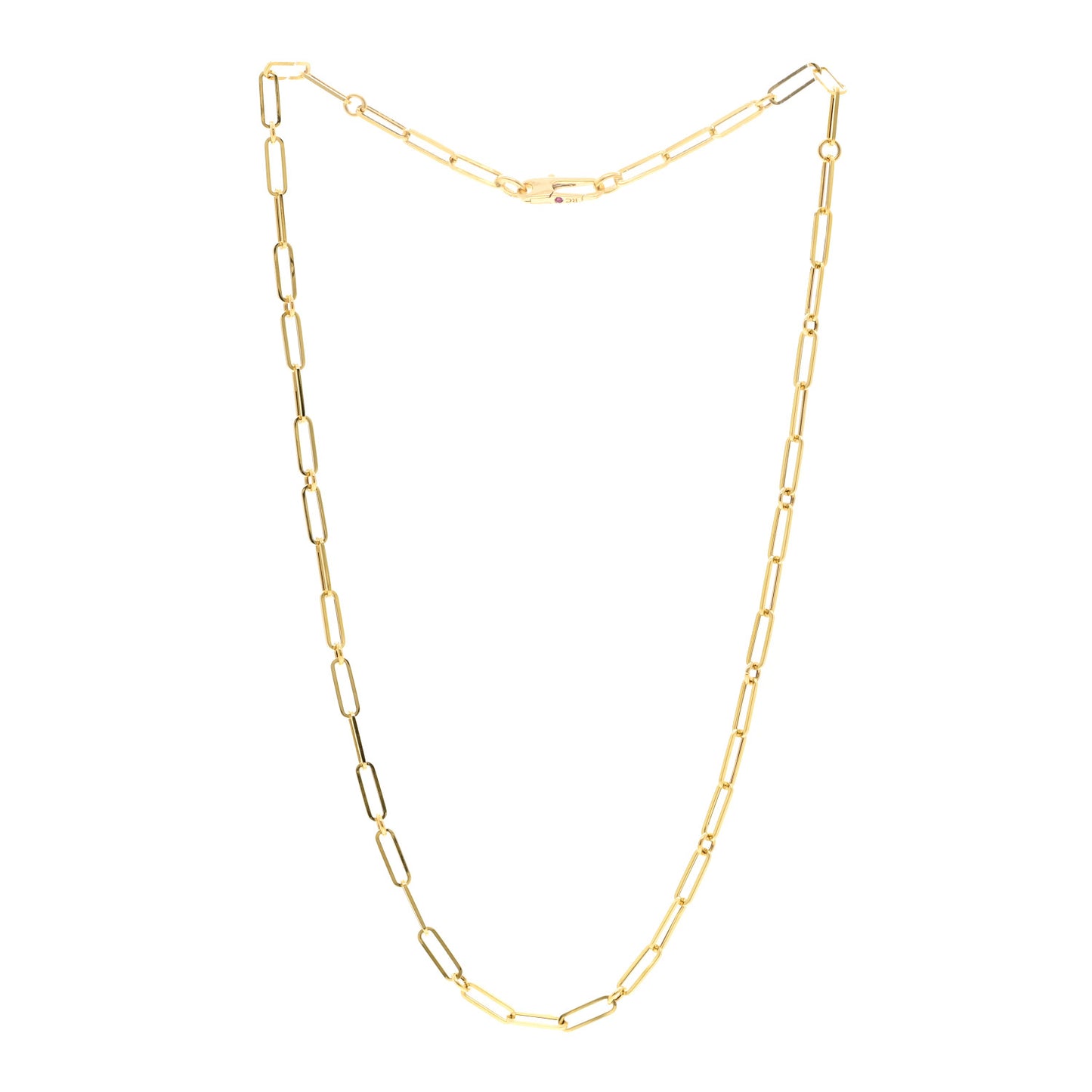 18K Yellow Gold Paper Clip Link Necklace
