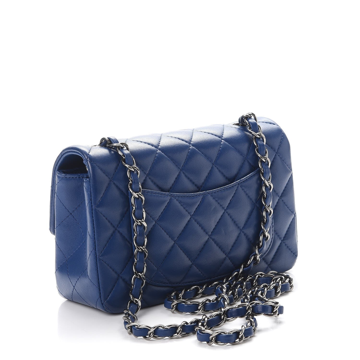 Chanel Lambskin Quilted Mini Rectangular Flap Dark Blue 3 of 8