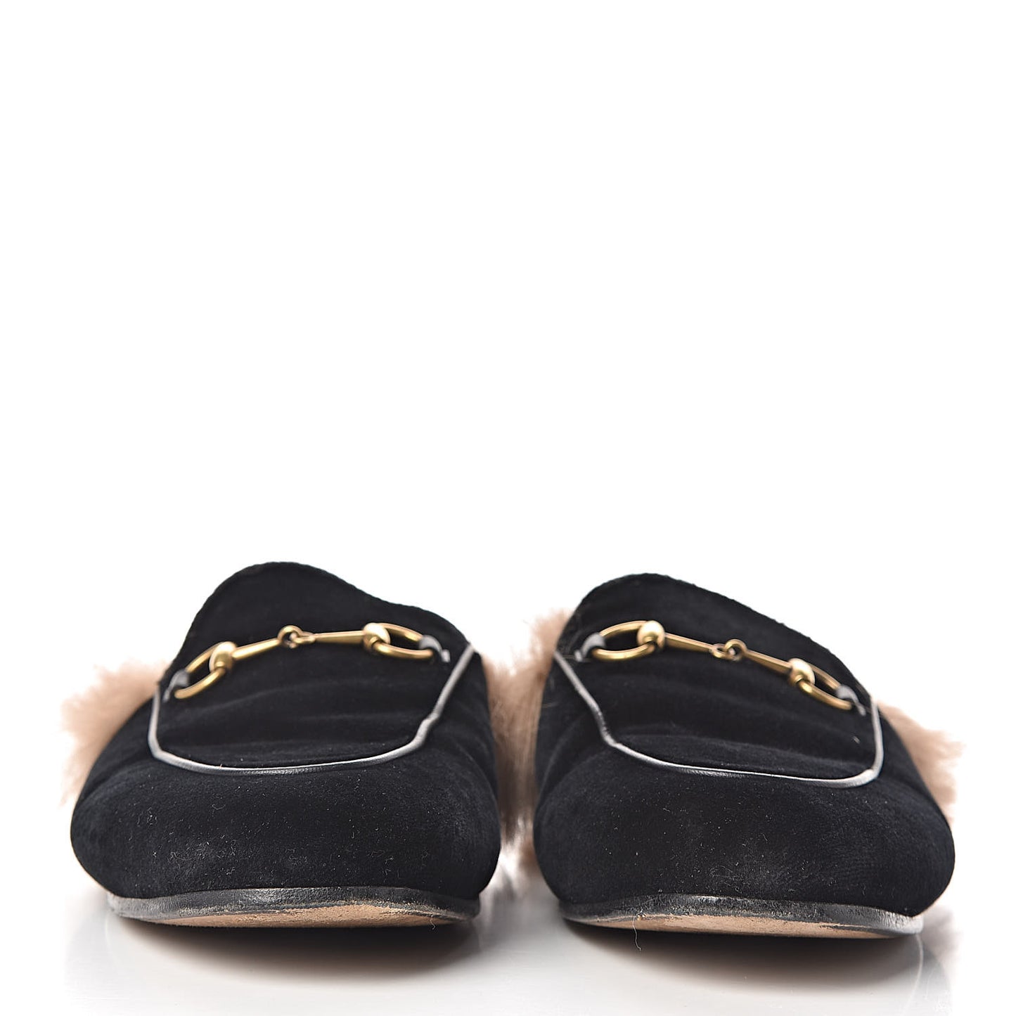 Velvet Fur Womens Princetown Slippers 39.5 Black