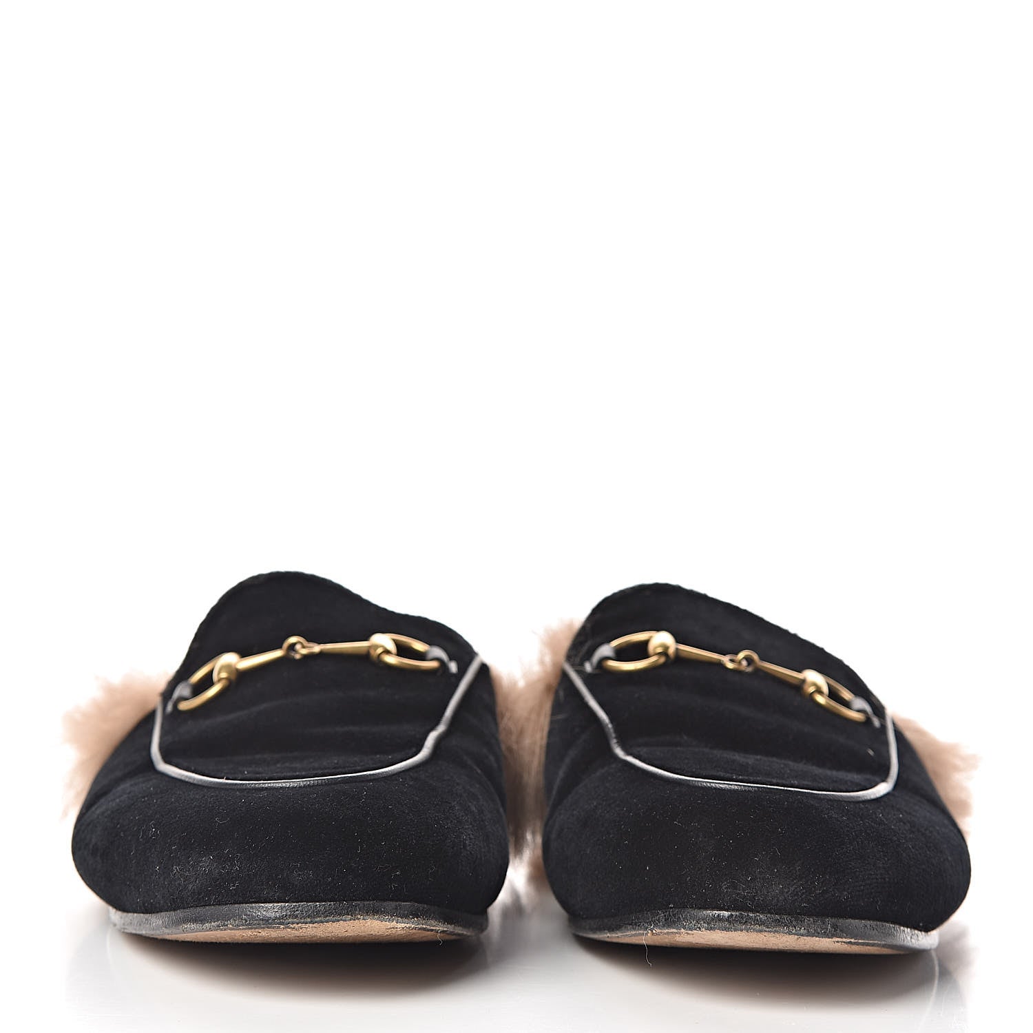 Gucci Velvet Fur Womens Princetown Slippers 39.5 Black 2 of 12