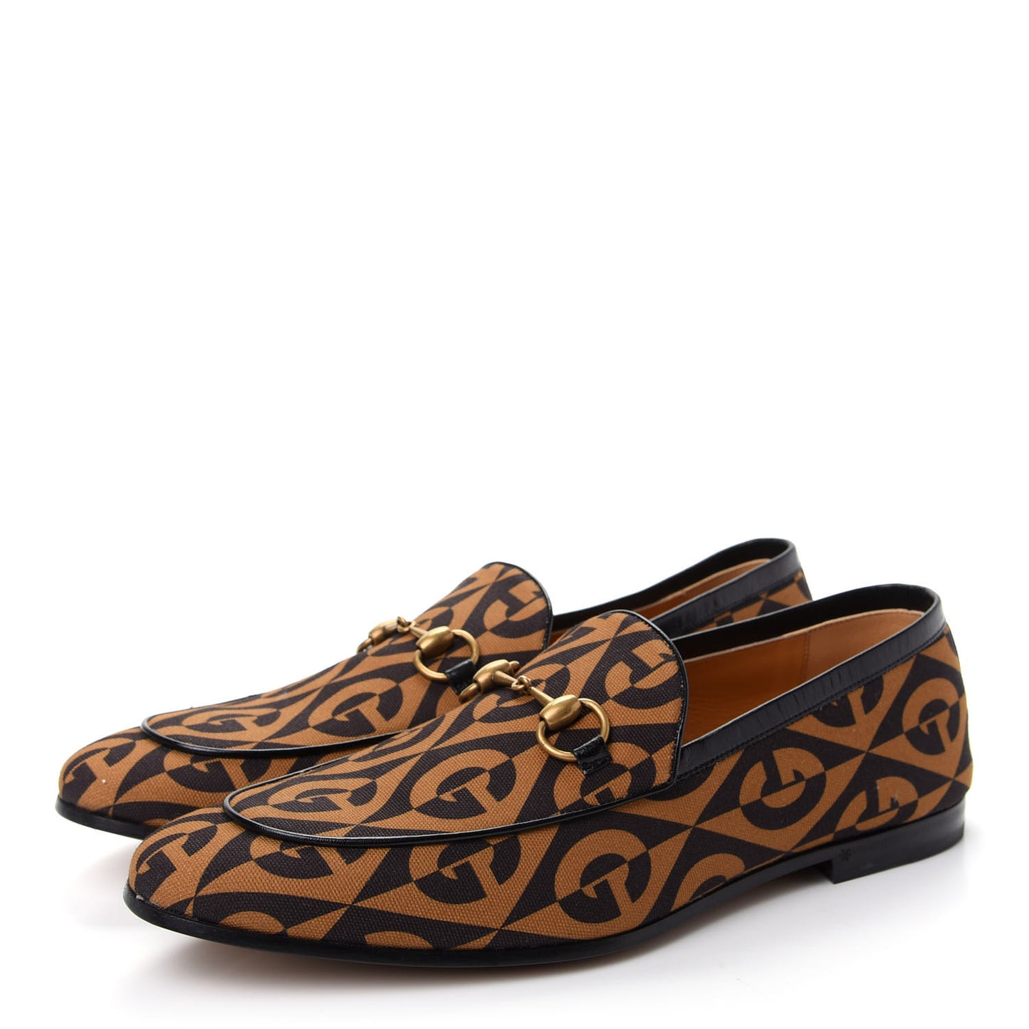Canvas Rhombus Horsebit Mens Jordaan Loafers 9.5 Camel Brown Black