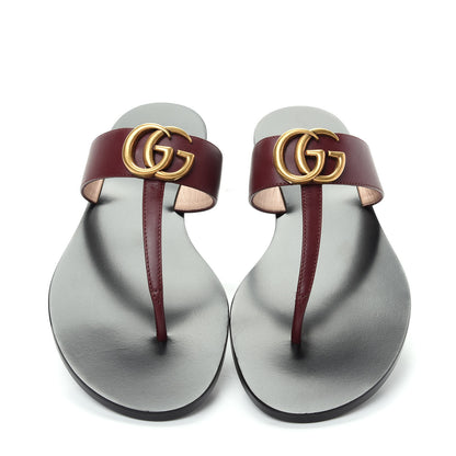 Gucci Calfskin GG Marmont Thong Sandals 37.5 Vintage Bordeaux 5 of 10