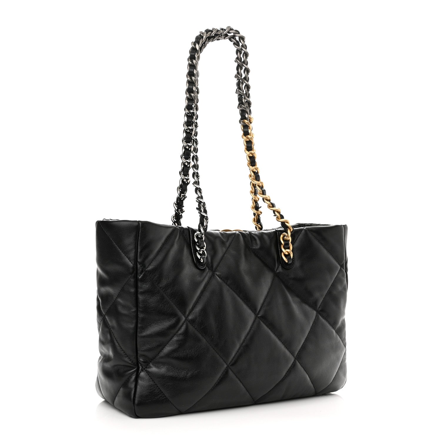 Chanel Lambskin Quilted Chanel 19 East West Shopping Bag Black 2 of 11