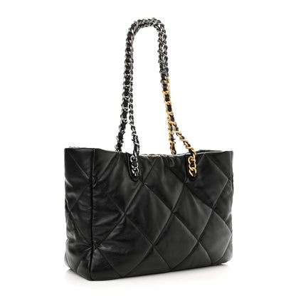Chanel Lambskin Quilted Chanel 19 East West Shopping Bag Black 2 of 11