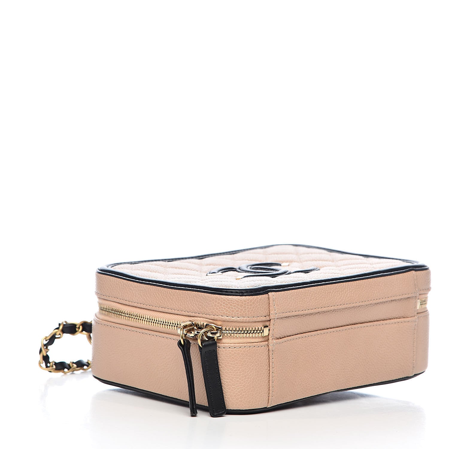 Chanel Caviar Quilted Medium CC Filigree Vanity Case Beige Black 4 of 10