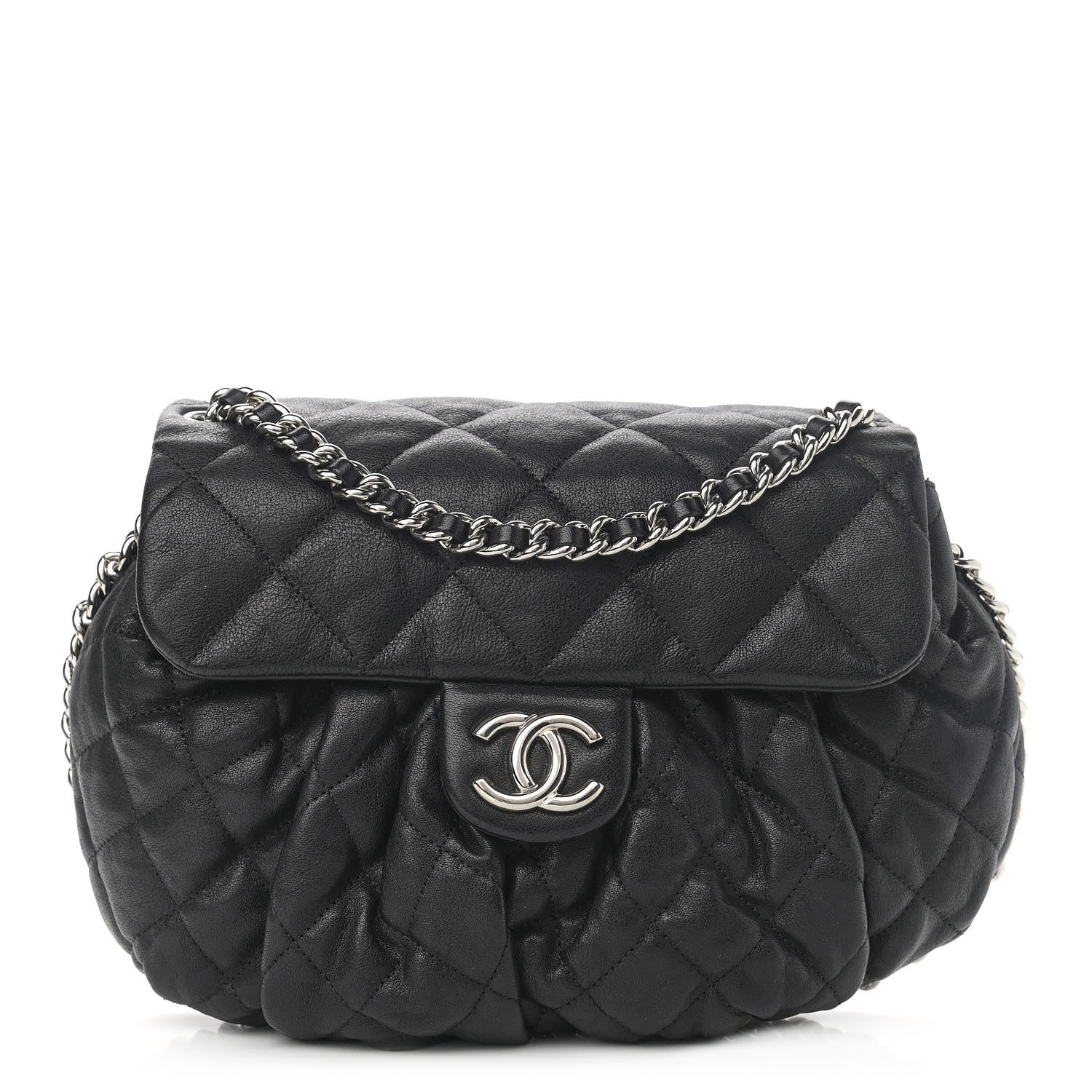 Chanel Washed Lambskin Quilted Medium Chain Around Messenger Black 1 of 13