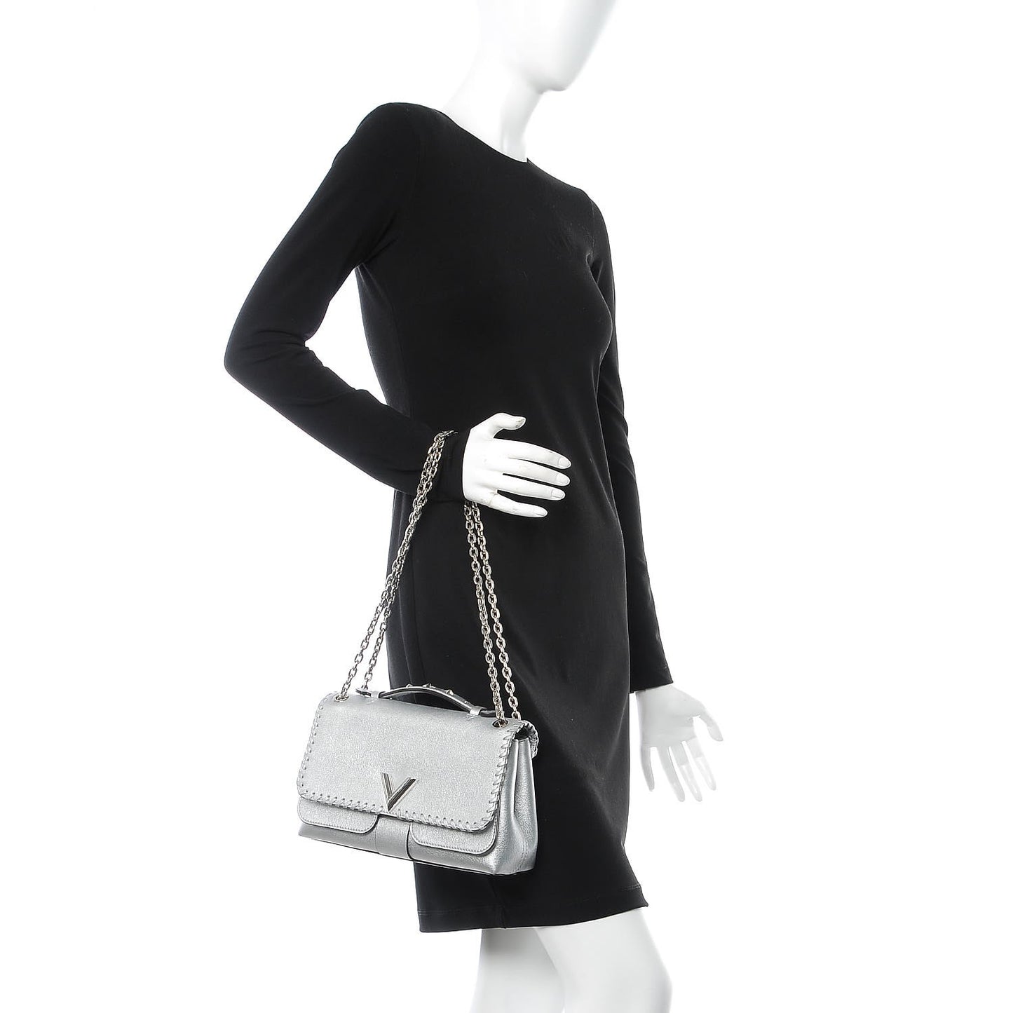 Cuir Plume Ecume Very Chain Bag Argent