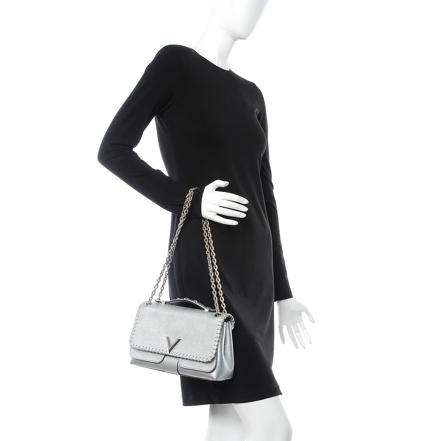 Louis Vuitton Cuir Plume Ecume Very Chain Bag Argent 2 of 10