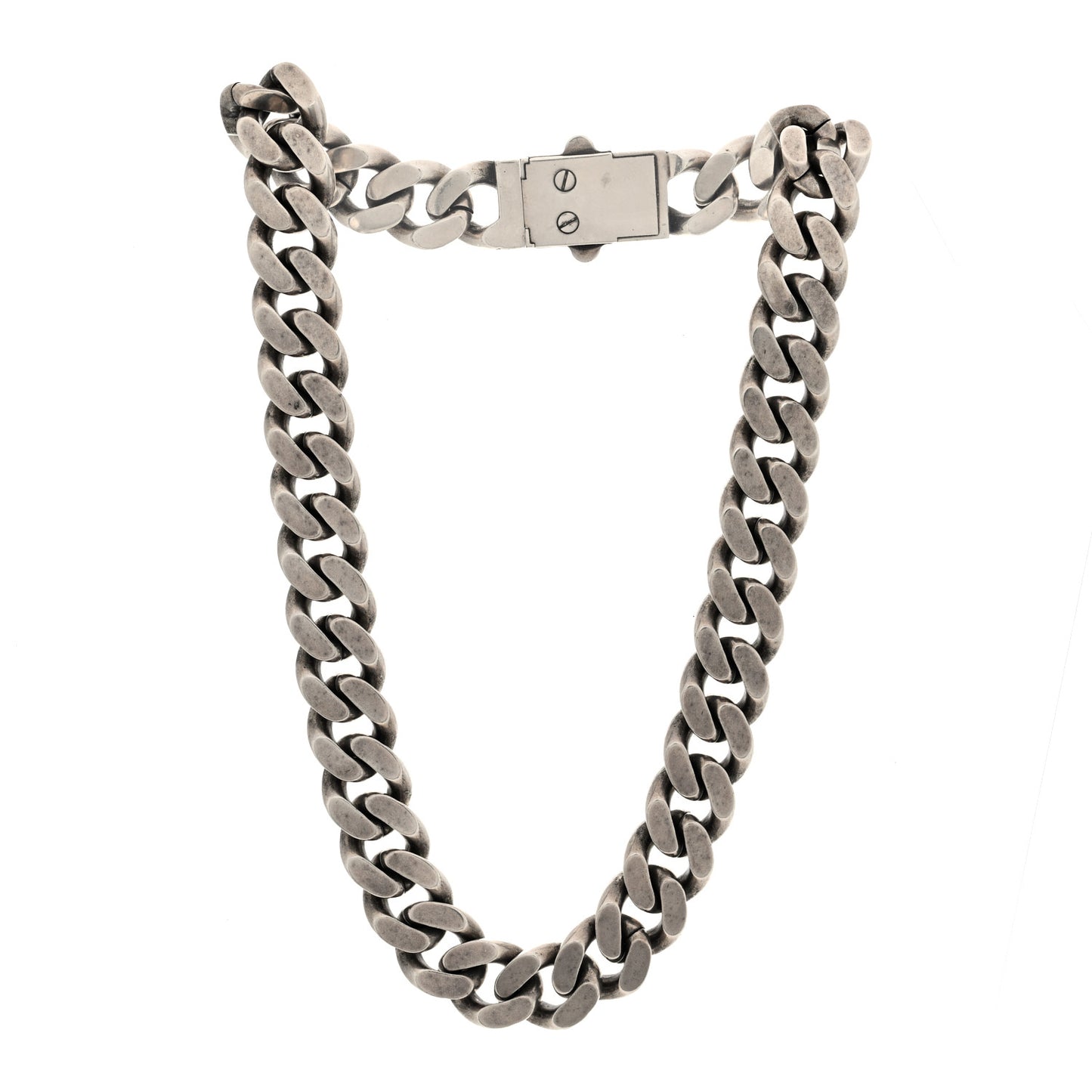 Metal Curb Chain Necklace Oxidized Silver