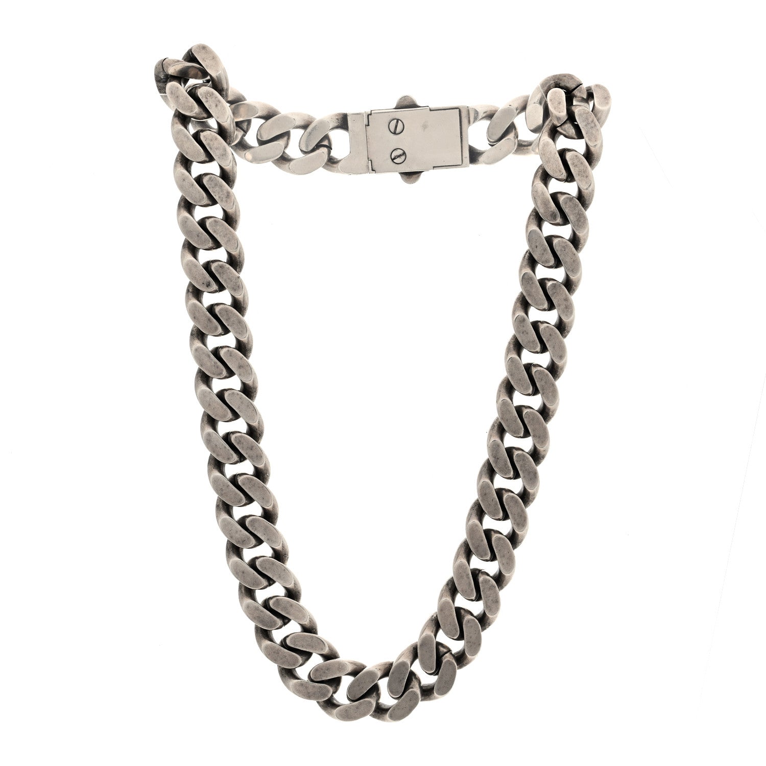Saint Laurent Metal Curb Chain Necklace Oxidized Silver 3 of 4