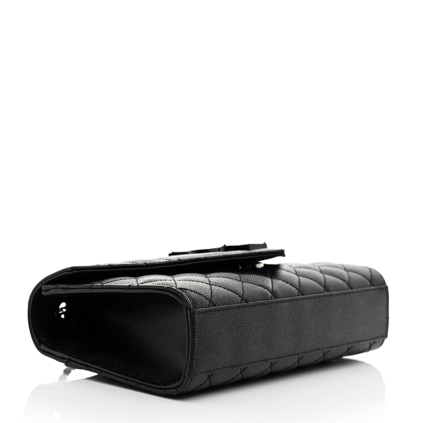 Grain De Poudre Textured Mixed Matelasse Triquilt Small Monogram Monochrome Satchel Black