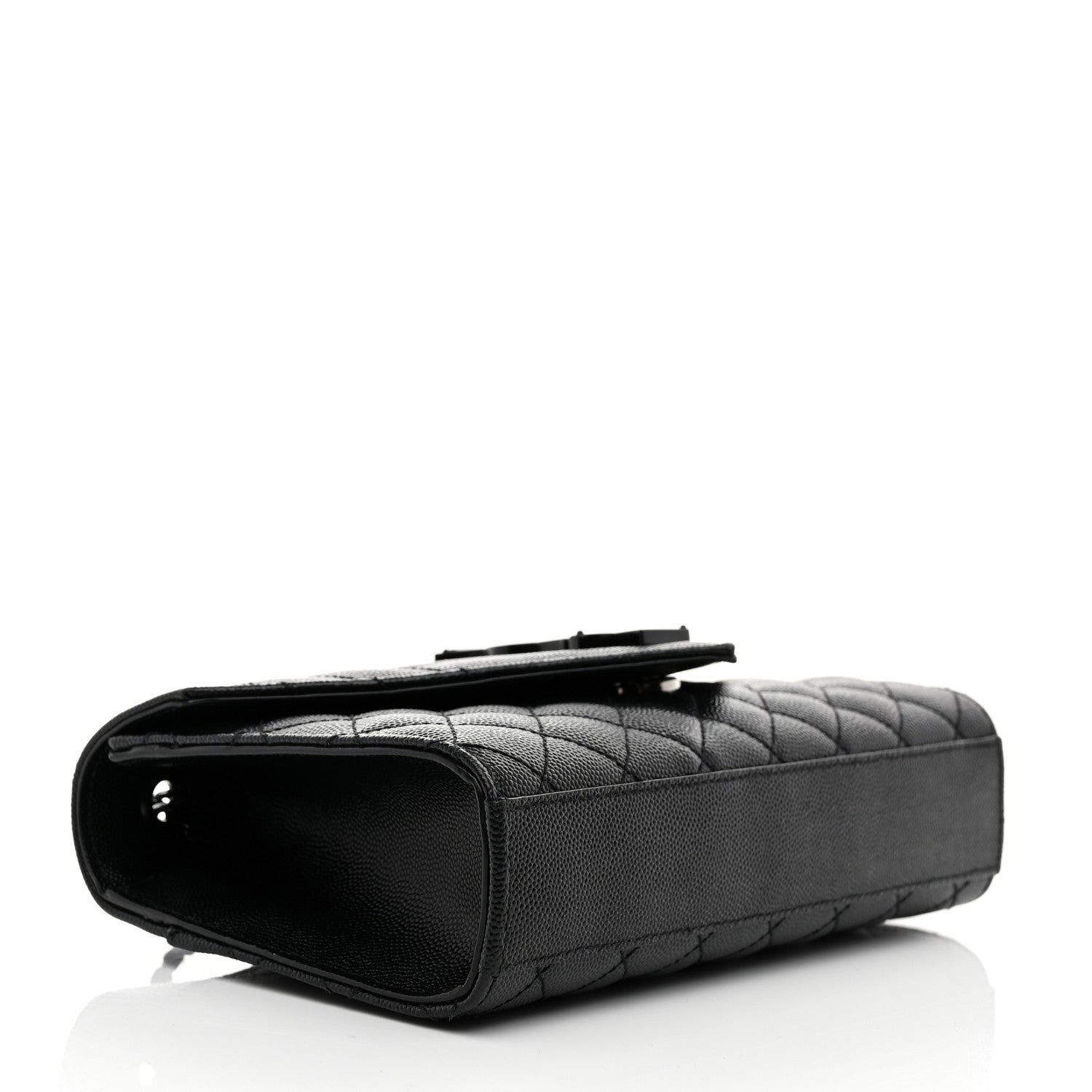 Saint Laurent Grain De Poudre Textured Mixed Matelasse Triquilt Small Monogram Monochrome Satchel Black 4 of 11