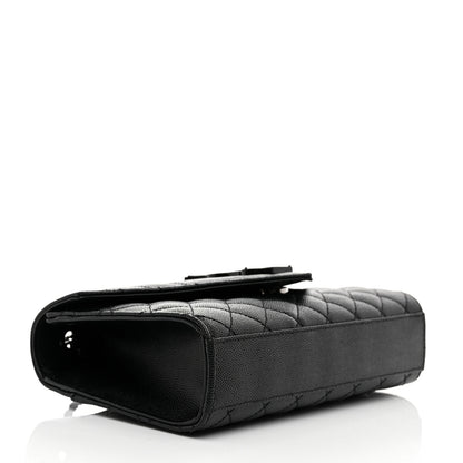 Saint Laurent Grain De Poudre Textured Mixed Matelasse Triquilt Small Monogram Monochrome Satchel Black 4 of 11