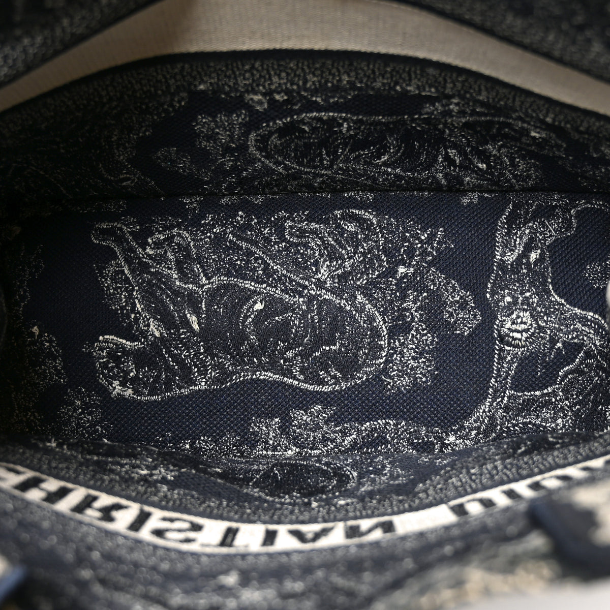 Christian Dior Canvas Embroidered Medium Toile De Jouy Reverse Book Tote Blue 5 of 10