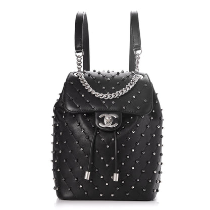 Chanel Lambskin Chevron Quilted Studded Stud Wars Backpack Black 1 of 8