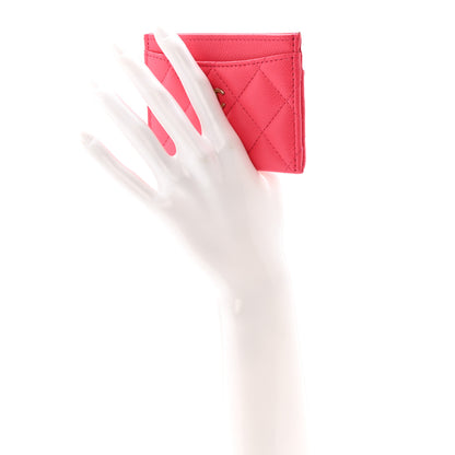 Chanel Caviar Quilted Card Holder Dark Pink 2 of 10