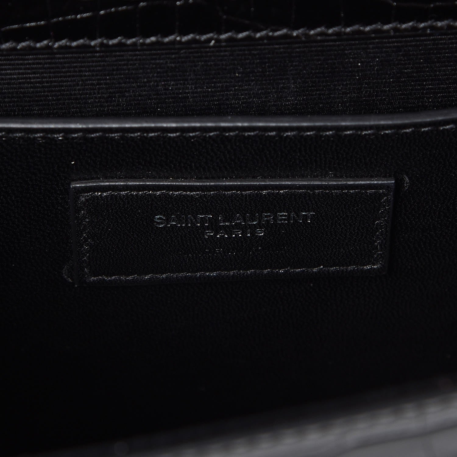 Saint Laurent Calfskin Crocodile Embossed Medium Classic Monogram Kate Tassel Satchel Black 7 of 7