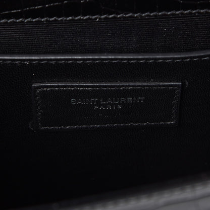 Saint Laurent Calfskin Crocodile Embossed Medium Classic Monogram Kate Tassel Satchel Black 7 of 7