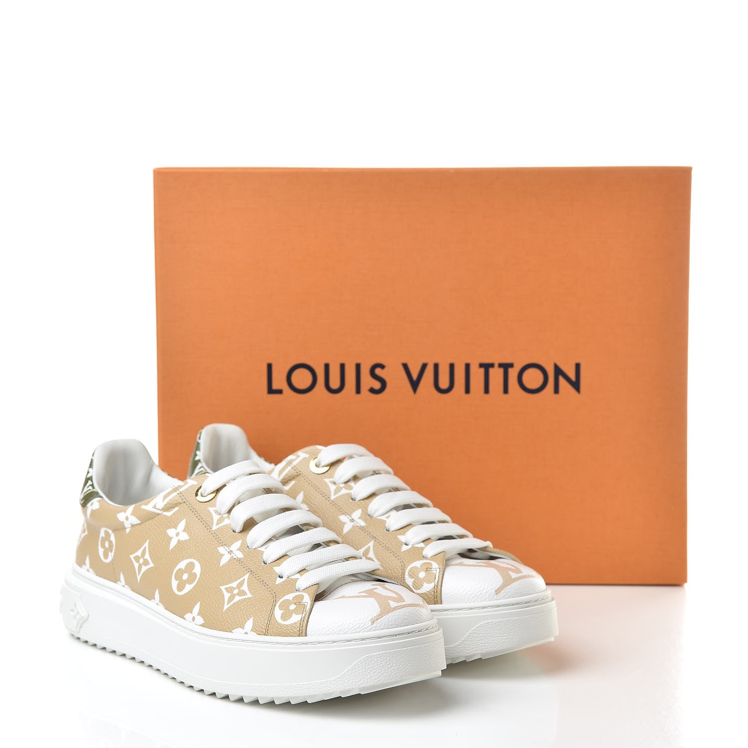 Louis Vuitton Monogram Giant Time Out Sneakers 41 Kaki White Beige 10 of 10