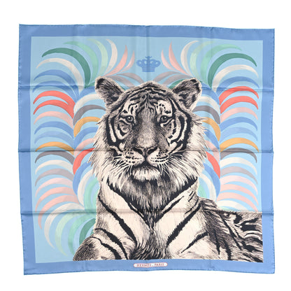 Hermes Silk Carre Double Face Tigre Royal Scarf 90 Ciel Anthracite Multi 1 of 5