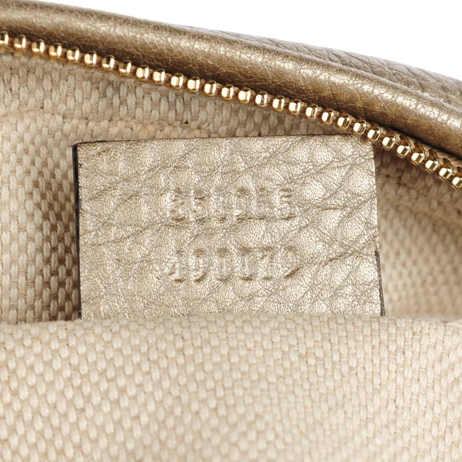 Gucci Metallic Pebbled Calfskin Mini Soho Chain Bag Golden Beige 7 of 7