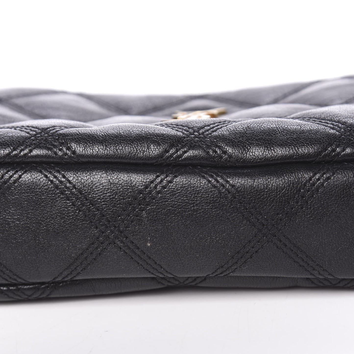 Grained Lambskin Quilted Mini Becky Double Zip Bag Black