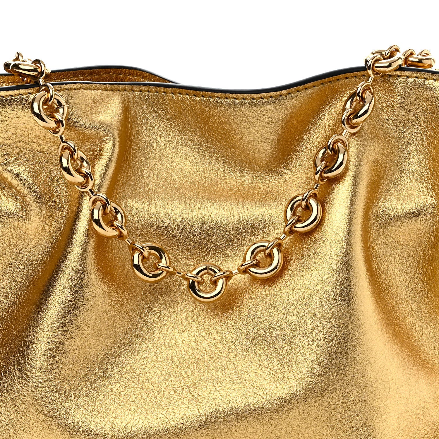 Loewe Metallic Calfskin Mini Chain Flamenco Knot Clutch Gold