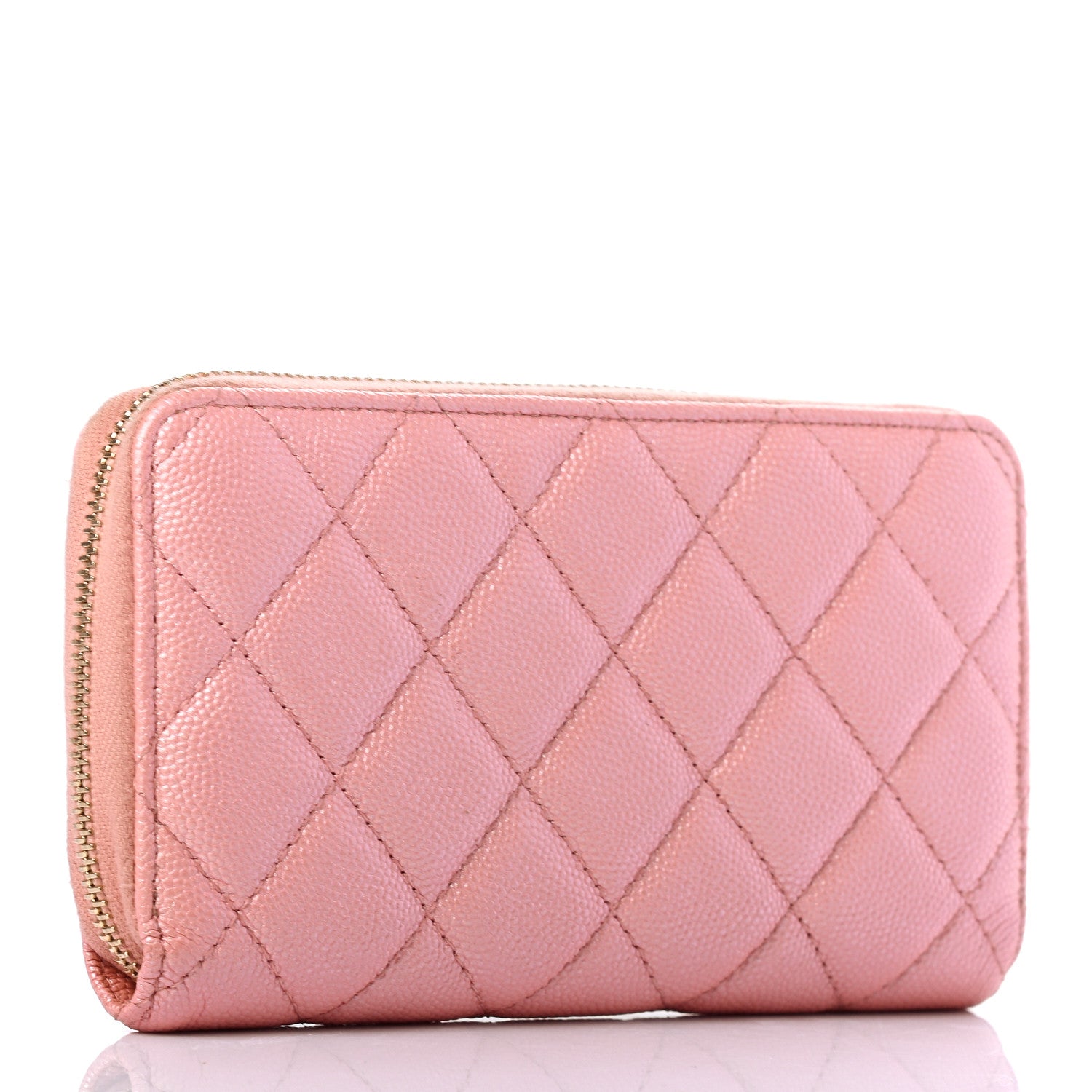 Chanel Iridescent Caviar Quilted Medium Zip Around Wallet Pink 2 of 9
