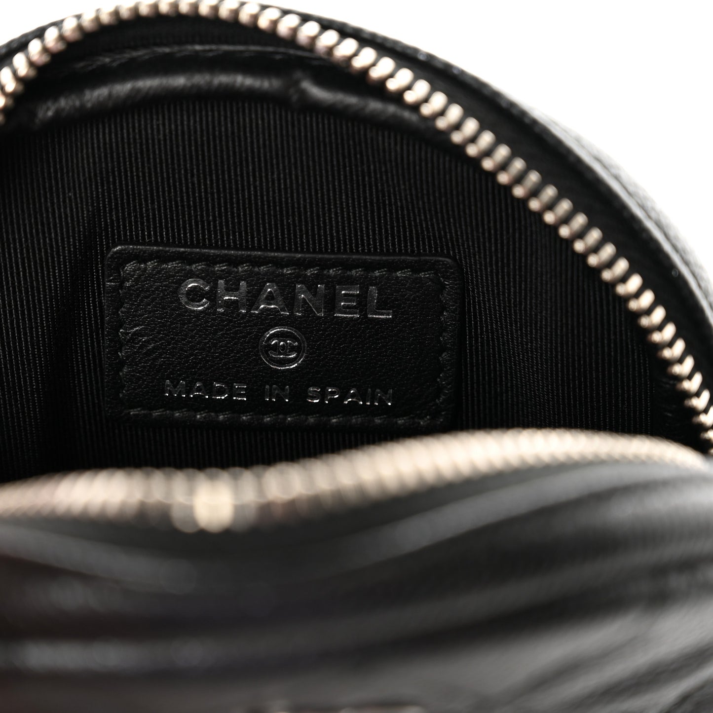 Iridescent Caviar Quilted Zip Around Classic Coin Purse Black