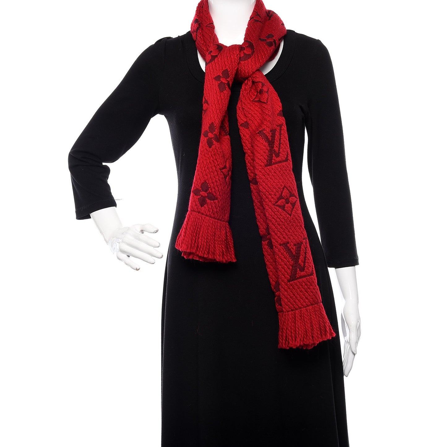 Wool Silk Logomania Scarf Rubis