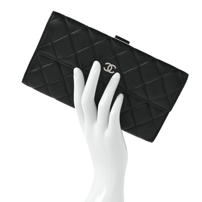Chanel Lambskin Quilted Long Flap Wallet Black 2 of 8