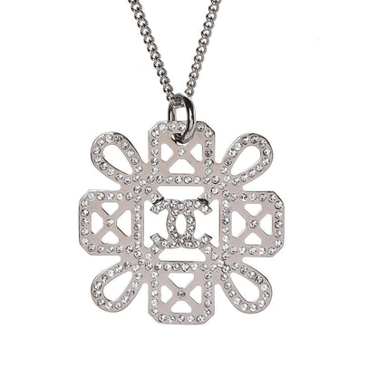 Chanel Crystal Strass Necklace Silver 3 of 5